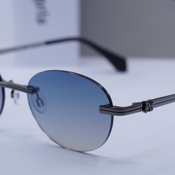 Palm Angels PERI10H CRYSTAL 1007 Oval Sunglasses - Gunmetal/Blue Gradient - Picture 4 of 10